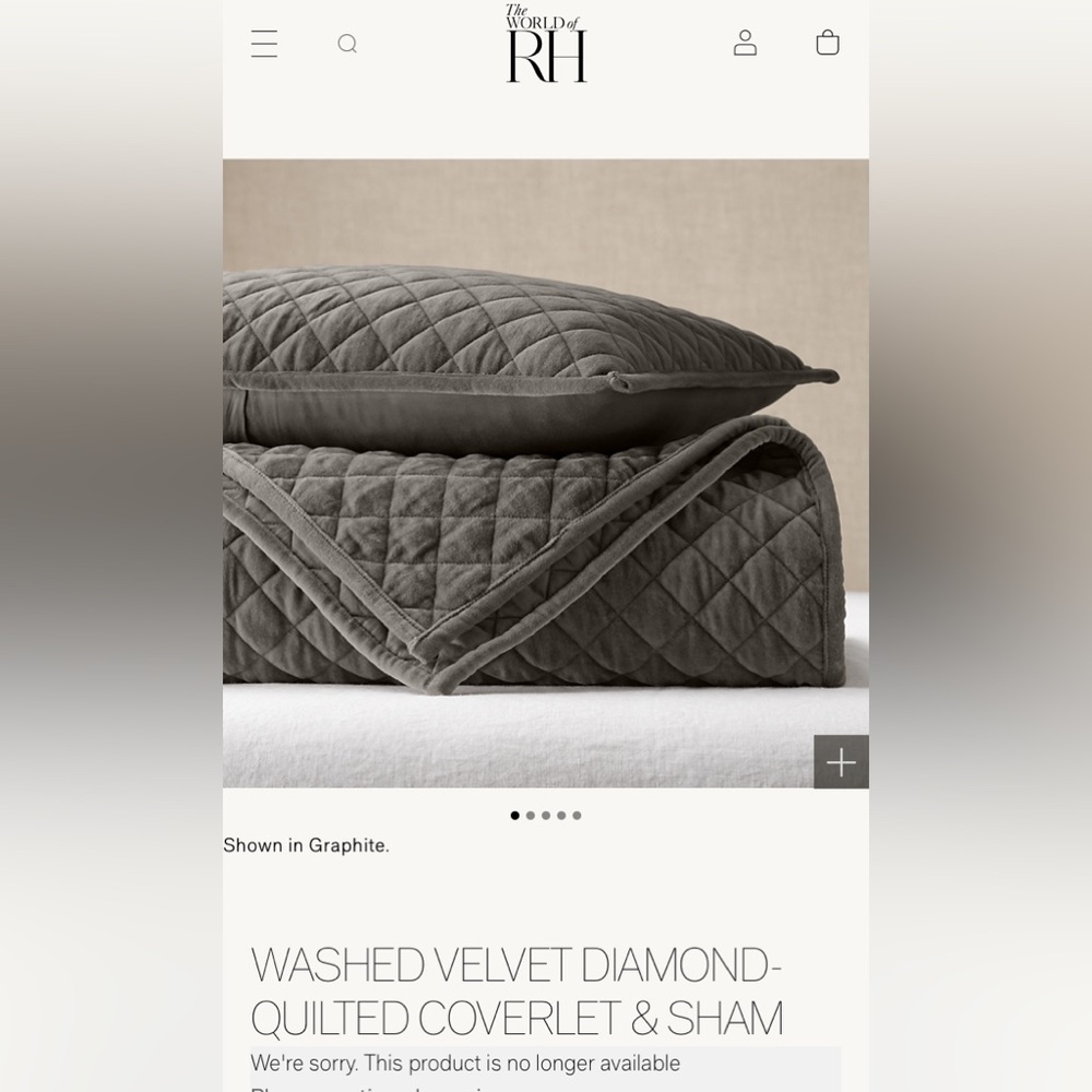 NWT Three SOLD OUT Restoration Hardware Washed Velvet Diamond Quilt Euro Shams